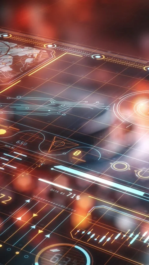 Futuristic head-up display showing real-time information processing Stock Footage 329383510