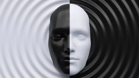 Futuristic head portrait with ripple surface, artificial intelligence concept Stock Footage 194347101