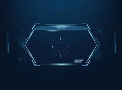 Futuristic heads up display HUD user interface set against a dark blue, abs.. Stockillustratie