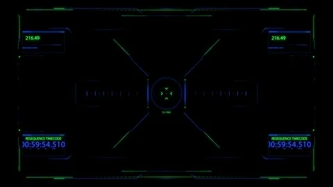 Futuristic Heads-Up Interface Overlays Showing Data and Targeting Systems Video stock 341917929