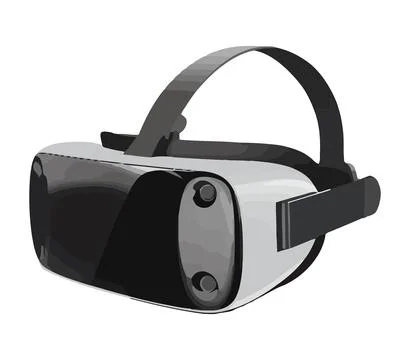 Futuristic headset simulates virtual reality game Illustrazione stock