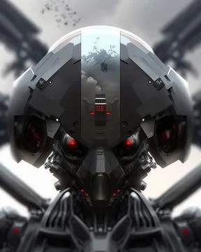 Futuristic helmet on a sci - fi character イラスト素材