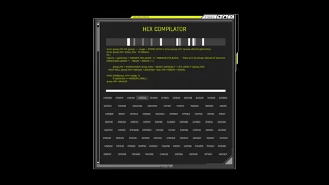 Futuristic Hexadecimal Compiler Interface With Source Code Processing Vidéo 341355993