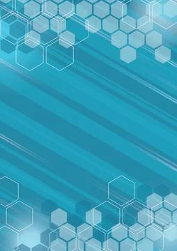 Futuristic Hexagon Background Teal Blue Abstract Tech Grid Stock Illustration