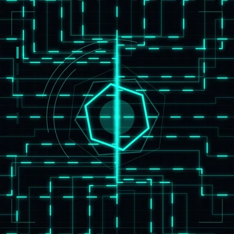 Futuristic Hexagon Circuit Board Data Flow Technology Abstract Background Stock Footage 347260092