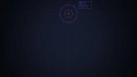 Futuristic Hexagon HUD Element with Data Display and Digital Grid Background Stock Footage 348073238