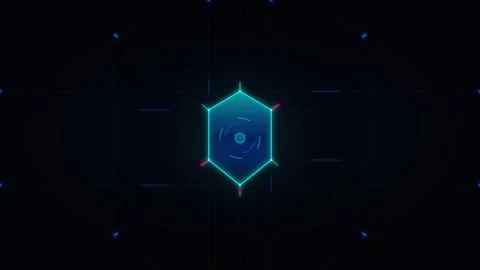 Futuristic hexagon hud interface animation with glowing digital data networ.. Stock Footage 344863335