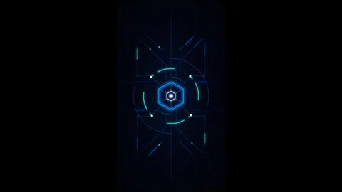 Futuristic hexagon hud interface with digital circuitry and data flow anima.. Stock Footage 337560899