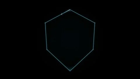 Futuristic hexagon hud interface displaying digital grid lines over dark ba.. Stockbeeldmateriaal 344905842