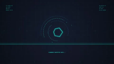 Futuristic Hexagon HUD Interface with Glowing Blue Lines and Data Stock Footage 348423503