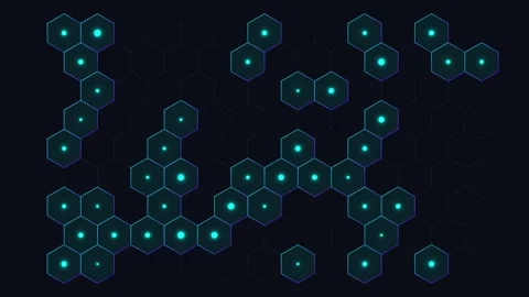Futuristic Hexagon Network Grid Connection Pattern Stock Footage 341845020