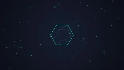 Futuristic Hexagon Network Interface HUD with Data Flow and Digital Grid Ba.. Stock Footage 348421253