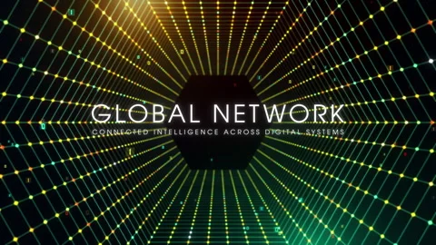 Futuristic Hexagon Network Tunnel Camera Fly Through with Global Network Ti.. Video stock 339121725