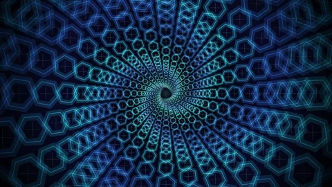 Futuristic Hexagon Spiral Tunnel Loop Stock Footage 340889475