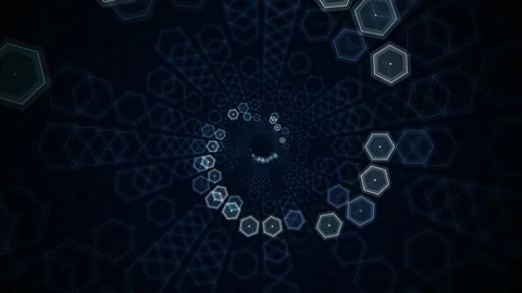 Futuristic Hexagon Spiral Tunnel Loop Stock Footage 340889476