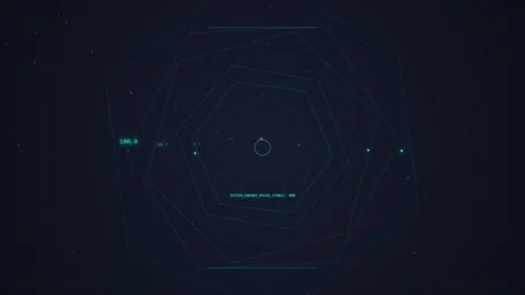 Futuristic Hexagon Tunnel with Digital Data Stream and HUD Elements Stock Footage 348424096