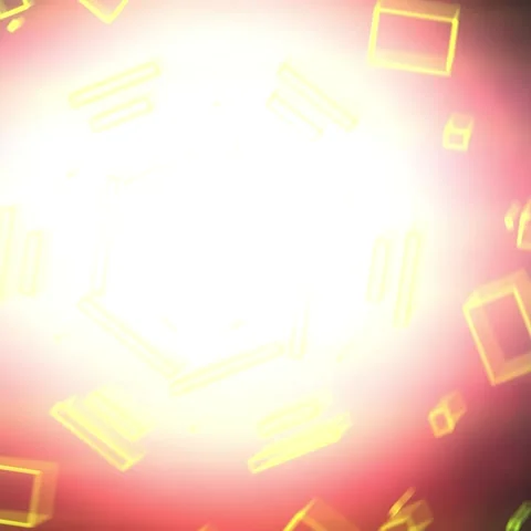 Futuristic Hexagon Tunnel with Floating Green Geometric Shapes Loop Stock Footage 333675754