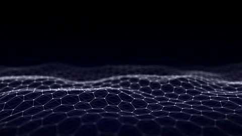 Futuristic hexagon wave. Dark cyberspace. Abstract wave with dots and line. 動画素材 306536622