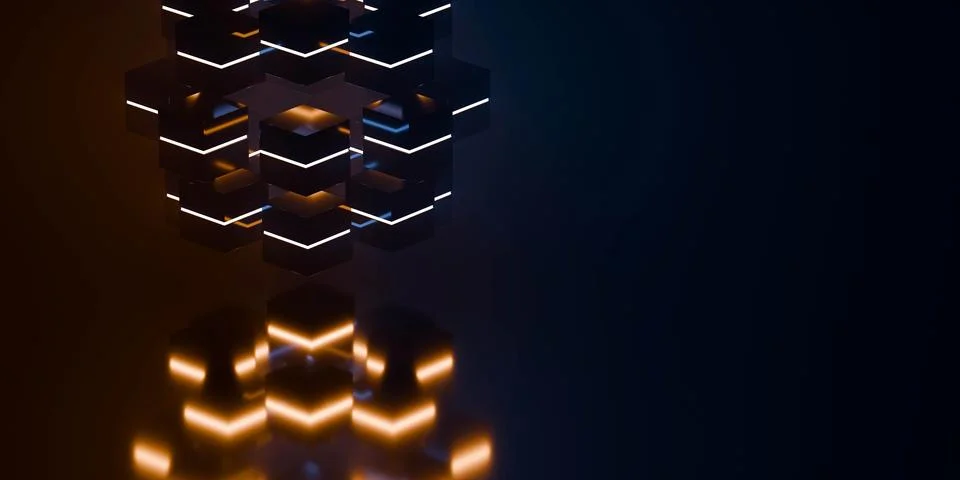 Futuristic hexagonal abstract design with glowing edges Stock Illustration