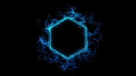 Futuristic Hexagonal AI Network Frame with Glowing Nodes 動画素材 341362987