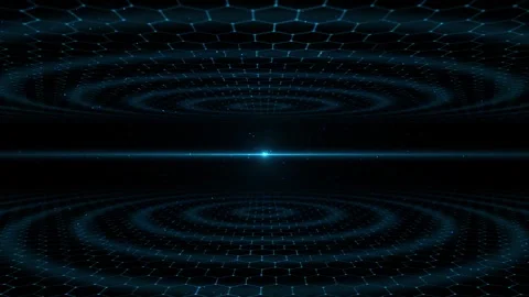 Futuristic hexagonal data space visual blue honeycomb pattern above and below, Stock Footage 340527616