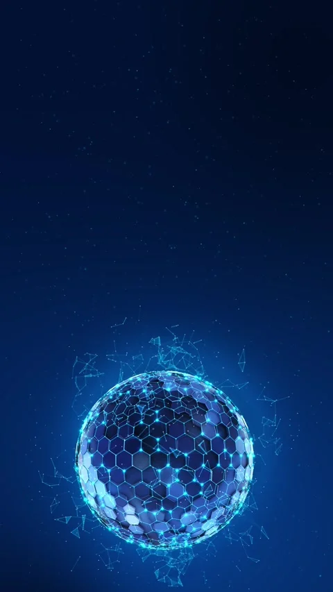 Futuristic Hexagonal Data Sphere Digital Network Structure Technology Background 스톡 동영상 342783881