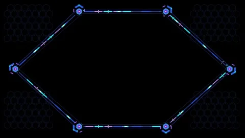 Futuristic Hexagonal Digital HUD Overlay Stockbeeldmateriaal 347004801