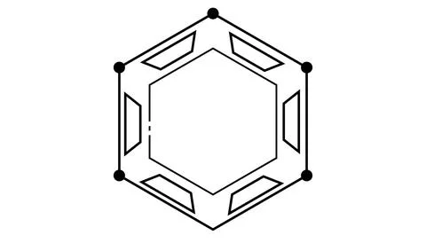 Futuristic hexagonal frame design, modern geometric tech border, abstract s.. Ilustração Stock