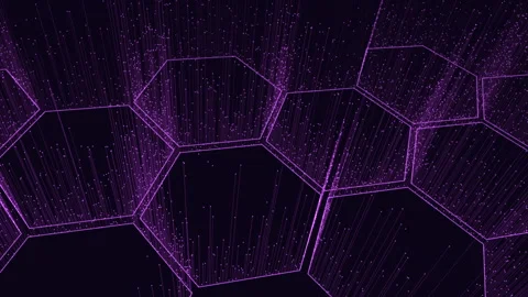 Futuristic hexagonal grid with glowing purple lines Stock-Footage 311596845