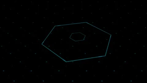 Futuristic Hexagonal Grid with Luminescent Points on Dark Background Image Stock Footage 341922456