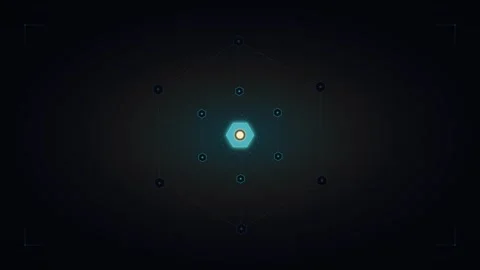 Futuristic hexagonal hud interface with pulsing data nodes and digital netw.. Stock Footage 337560915