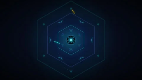 Futuristic hexagonal hud interface with pulsing digital energy core motion .. Stock Footage 337560944
