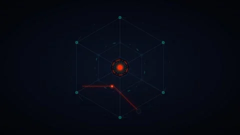 Futuristic hexagonal hud interface with pulsing data path and digital netwo.. Stock Footage 344861438