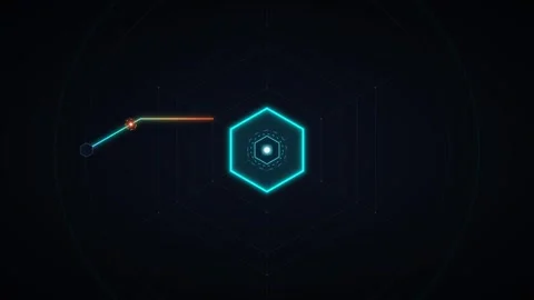 Futuristic hexagonal hud interface with pulsing data node and digital netwo.. Stock Footage 344861568