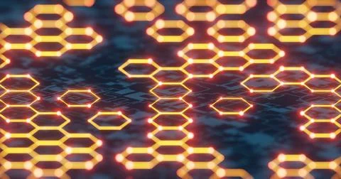Futuristic Hexagonal Network with Glowing Nodes and Digital Background.. イラスト素材