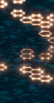 Futuristic Hexagonal Network with Glowing Nodes and Digital Background.. 库存插图