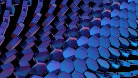 Futuristic Hexagonal Pattern with Blue Metallic Shine Illustrazione stock