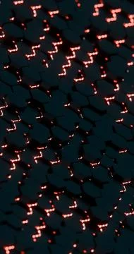 Futuristic Hexagonal Pattern with Red Illuminated Lines.. Stock Illustration