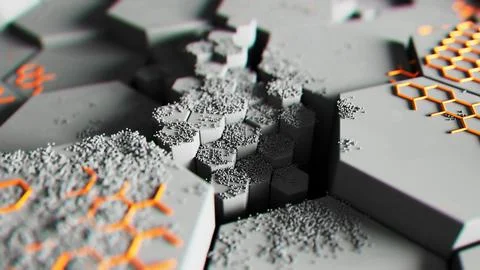 Futuristic Hexagonal Surface with Orange Accents Stock Illustration