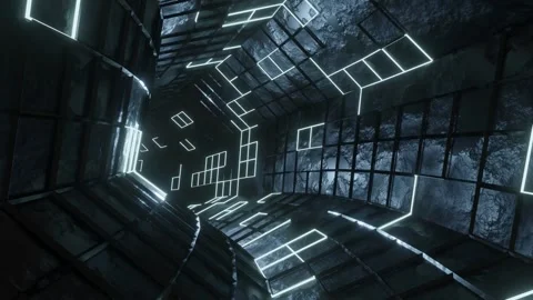Futuristic Hexagonal Tunnel with Glowing Web Framework Video stock 284026418