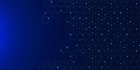 Futuristic hexagons pattern on dark blue background Illustrazione stock