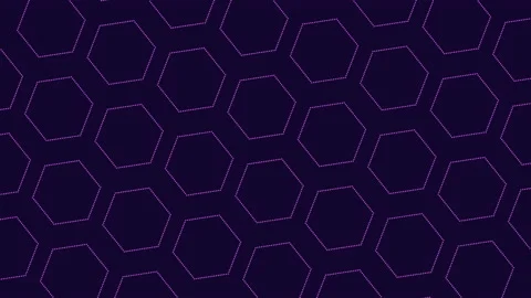 Futuristic hexagons pattern with neon colorful dots on black gradient Stock Footage 230067022
