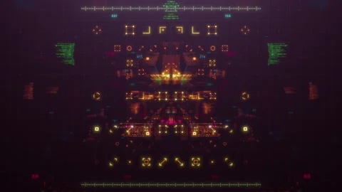 Futuristic Hi-tech Fly HUD Background Video stock 136849420