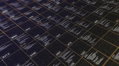 Futuristic hi tech graphic interface with digital code and data. Animation Stock Illustration