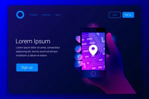 Futuristic hi tech mobile navigation technology concept. 库存插图