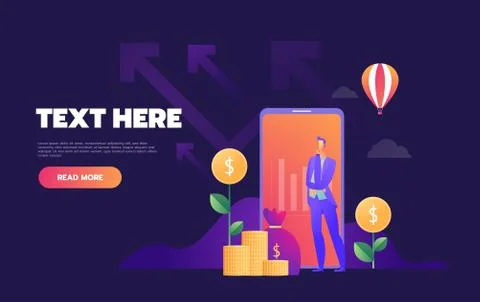 Futuristic hi tech mobile technology concept. Market trend analysis on Stock Illustration