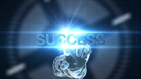 Futuristic Hi-tech Robotic arm success concept animation Stock Footage 87751058