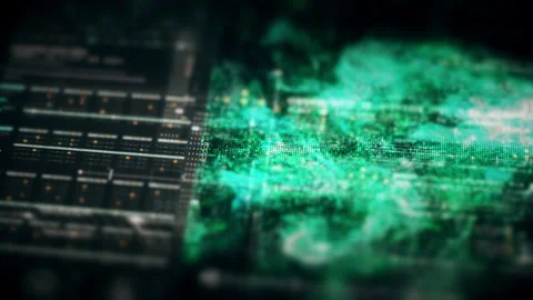 Futuristic hi-tech user interface particles head up display elements with Stock Footage 202854353