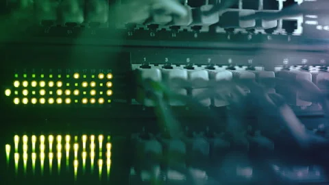 Futuristic High-Speed Data Center Network Connections. Fiber Optic and Ethernet Stock Footage 333701159
