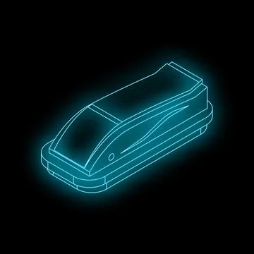 Futuristic high speed maglev train glowing on dark background Illustrazione stock